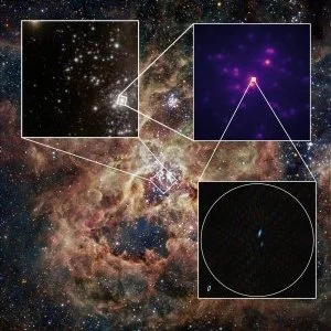 Une étoile binaire dans la nébuleuse de la Tarentule imagée par l'instrument GRAVITY+ sur le VLTI